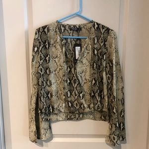 Nastygal Snake Bell Sleeve Surplice Blouse